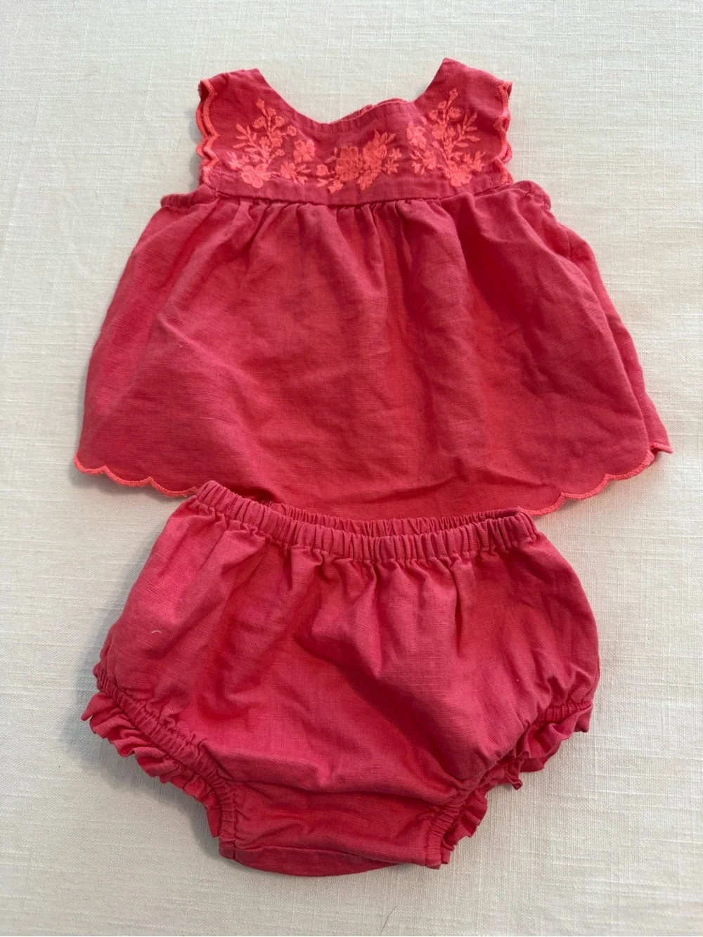 GAP Red Embroidered Sleeveless Top with Matching Bloomers